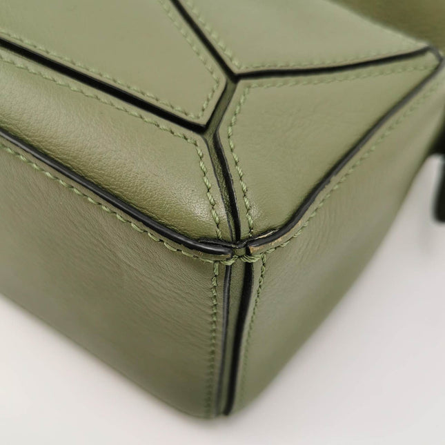 Sold Loewe Puzzle Mini Green Calfskin Leather Crossbody Bag