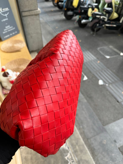 Sold Bottega Veneta Pouch Large Intrecciato Leather Clutch Red