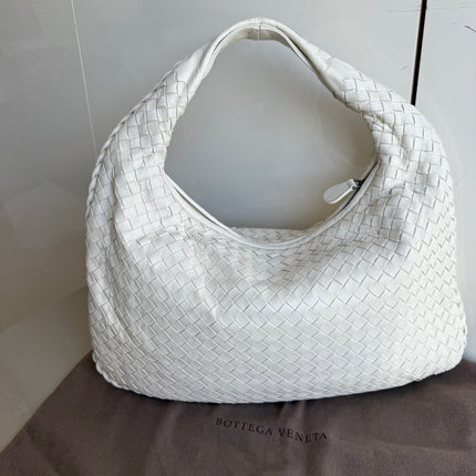 Bottega Veneta Veneta Hobo Intrecciato White Nappa Leather Medium 40cm