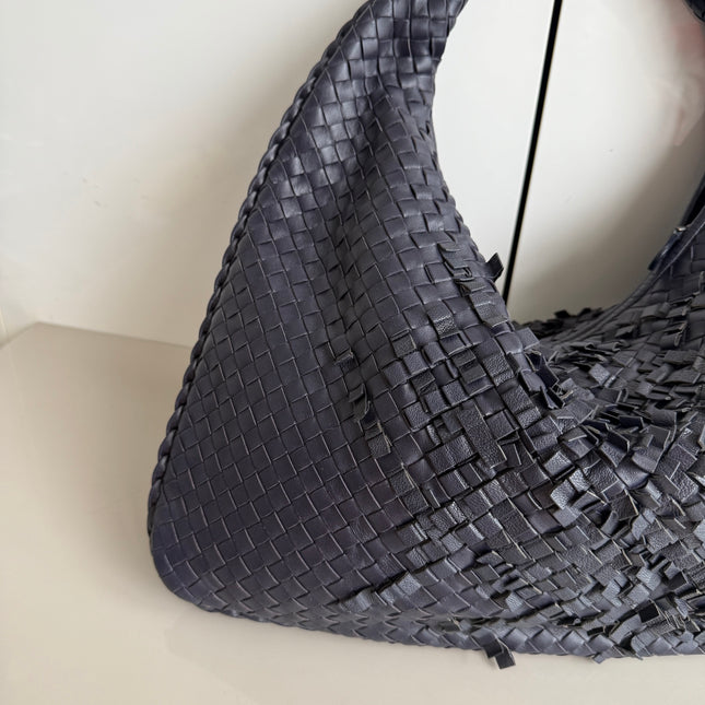 Bottega Veneta Veneta Hobo Midnight Blue Dark Navy Intrecciato Leather Bag 47cm