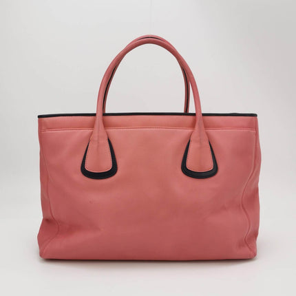 Sold Chanel Cerf Executive 2009 Large Pink and Black Leather Tote Handbag