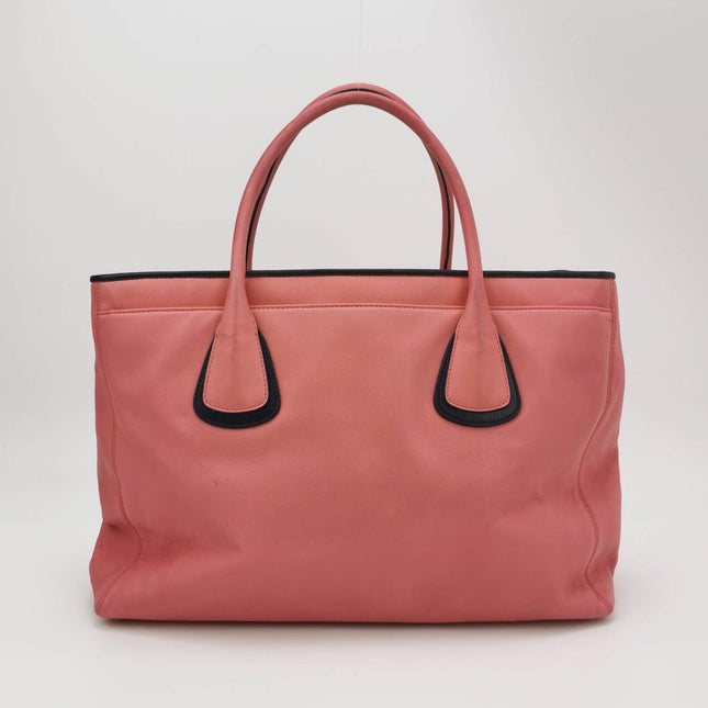 Sold Chanel Cerf Executive 2009 Large Pink and Black Leather Tote Handbag