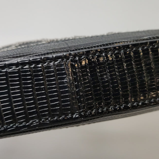 Gucci Jackie 1961 Mini Black Lizard Skin Mesh with Crystals Chain Strap