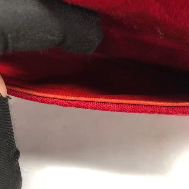 Chanel Mini Top Handle Bag Red Fabric Gold Hardware