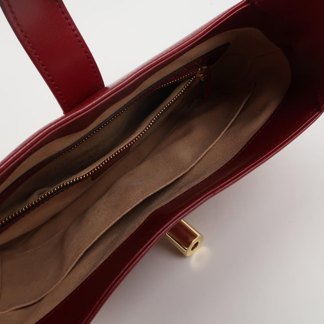 Gucci Jackie 1961 Red Burgundy Leather Bag Small with Adjustable Strap Gold Piston Lock