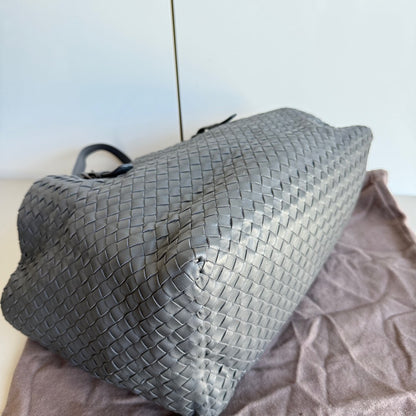 Bottega Veneta Cesta Shopper Tote Nappa Intrecciato Leather Grey Small