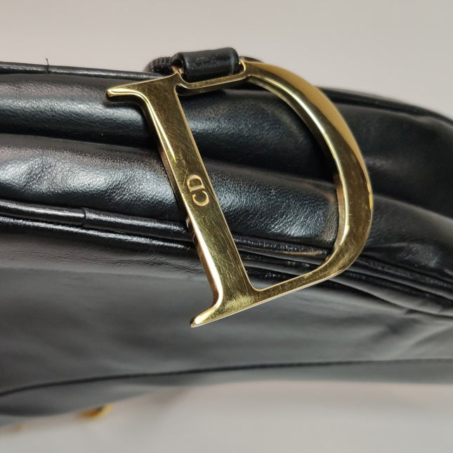 Sold Dior Saddle Vintage 2000 Goatskin Leather Black with Gold Hardware