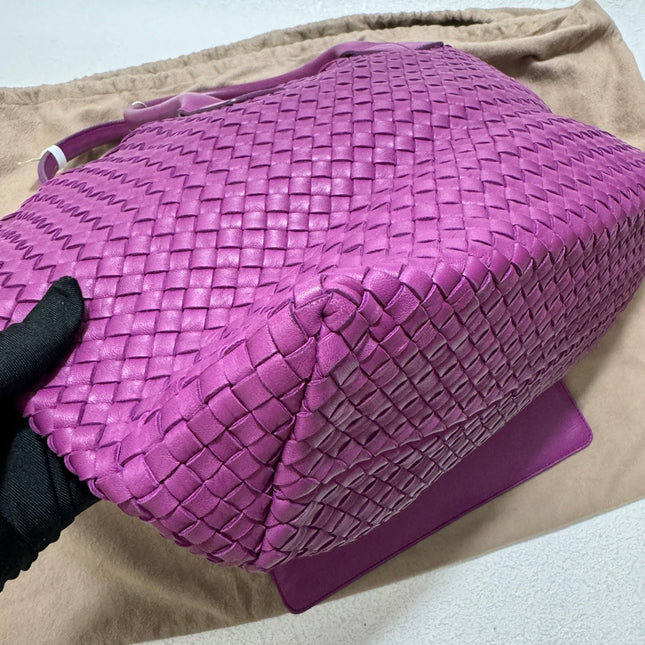 Bottega Veneta Cabat Large Intreccio Leather Tote Bag Purple with Pouch 42cm