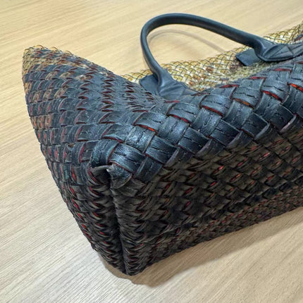 Bottega Veneta Cabat Large Intreccio Black and Transparent Leather and PVC Tote Bag