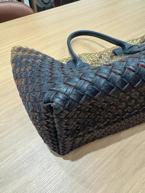 Bottega Veneta Cabat Large Intreccio Black and Transparent Leather and PVC Tote Bag