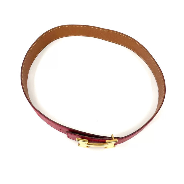 Hermès Constance H Belt Red and Gold Clemence Leather Size 70