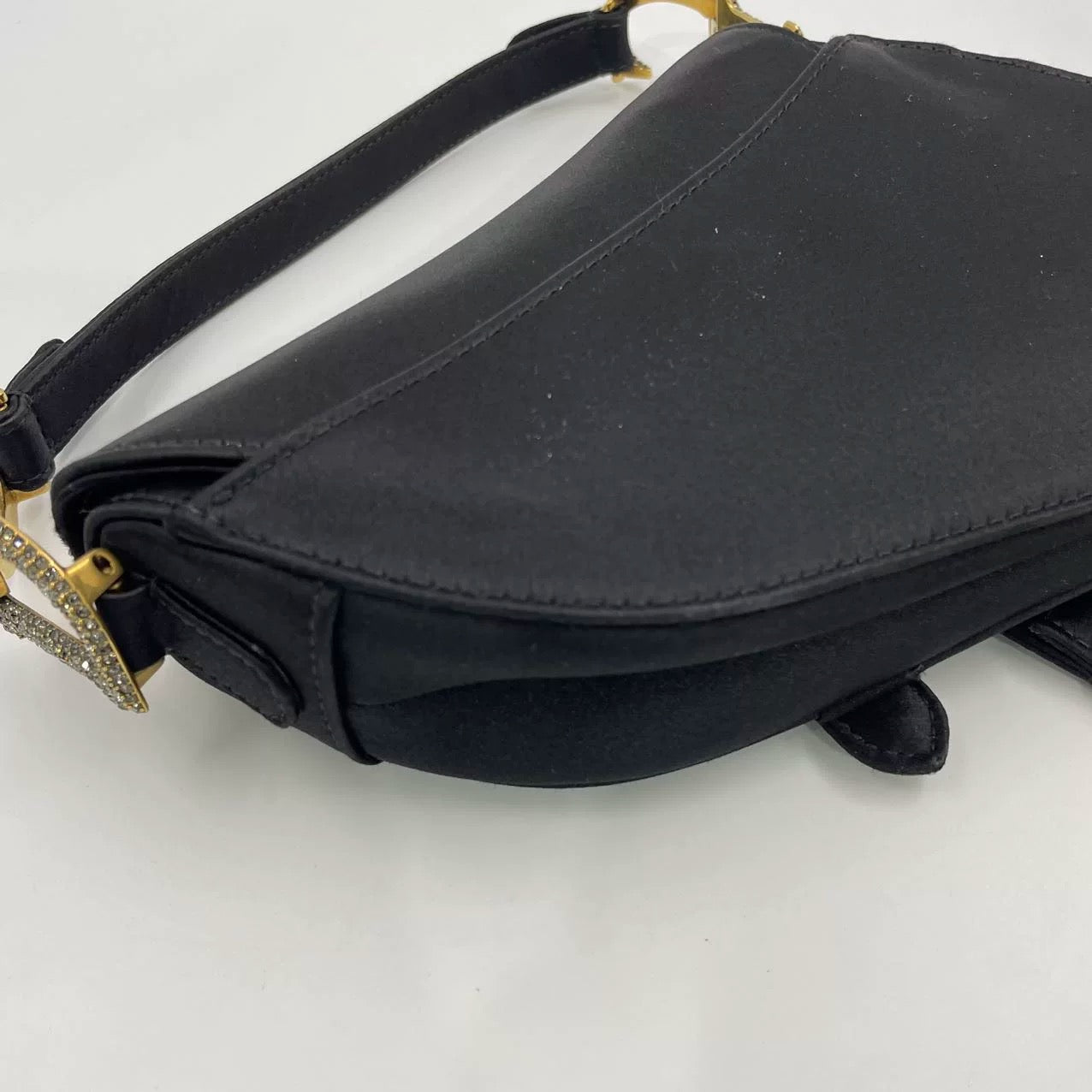 Dior Saddle Mini Silk Handbag Black with crystals