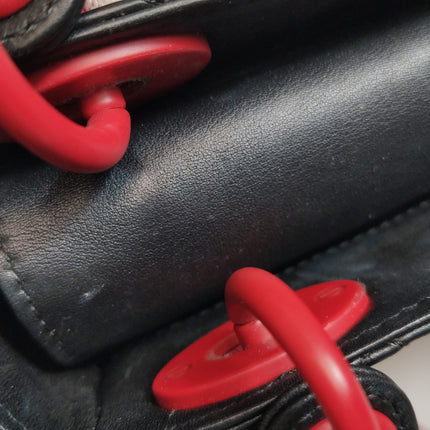 Lady Dior Mini Black Lambskin Leather Red Tulle Ruffle Heart Silver Hardware 2019