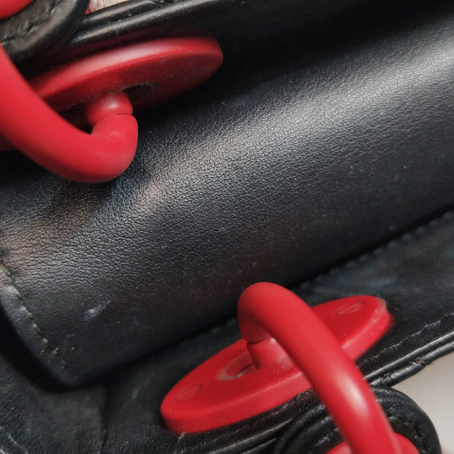Lady Dior Mini Black Lambskin Leather Red Tulle Ruffle Heart Silver Hardware 2019