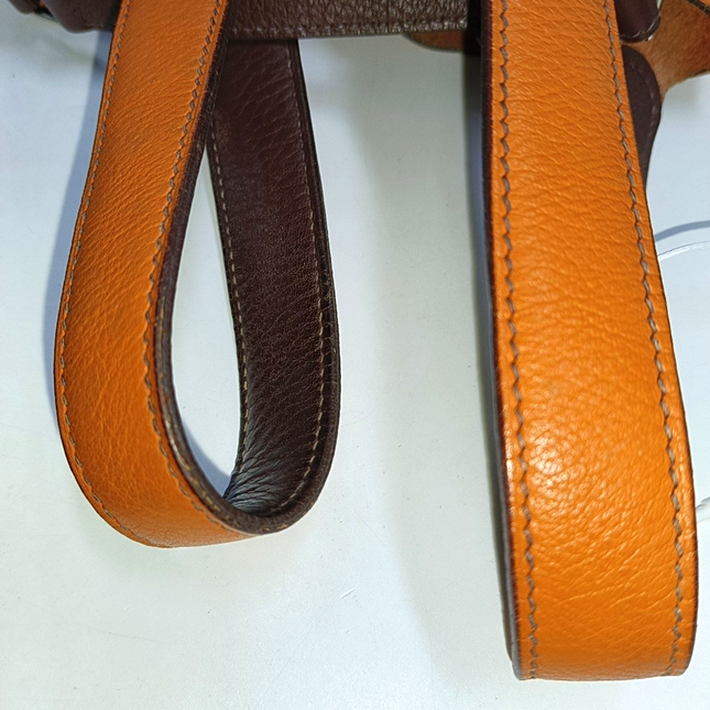 Hermes Picotin 18 Orange  Brown Strap Clemence Taurillon Leather 2003