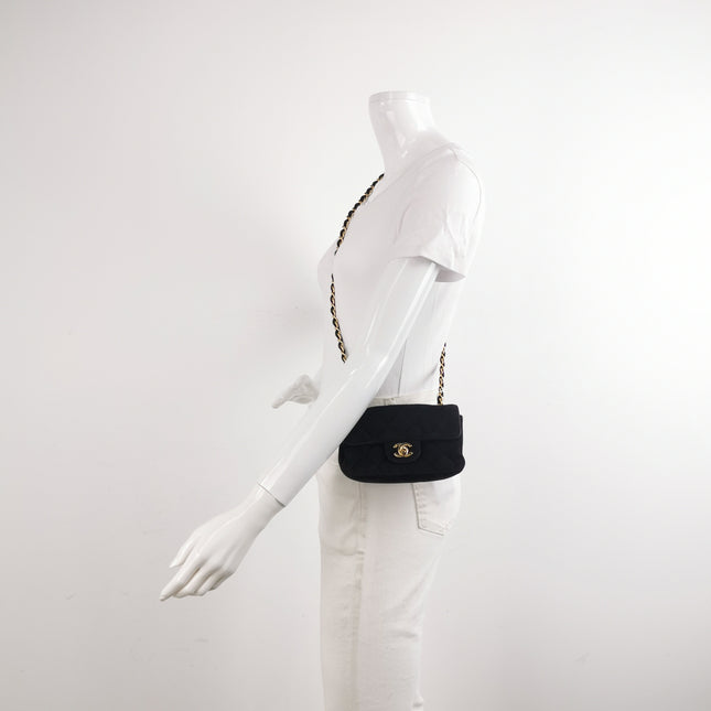 Chanel Classic Flap Extra Mini Black Suede Quilted Gold-tone Hardware