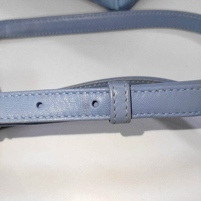 Lady Dior Mini Blue Cannage Lambskin Silver Hardware Crossbody Handbag