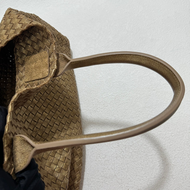 Sold Bottega Veneta Cabat Medium Intreccio Leather Tote Bag Gold