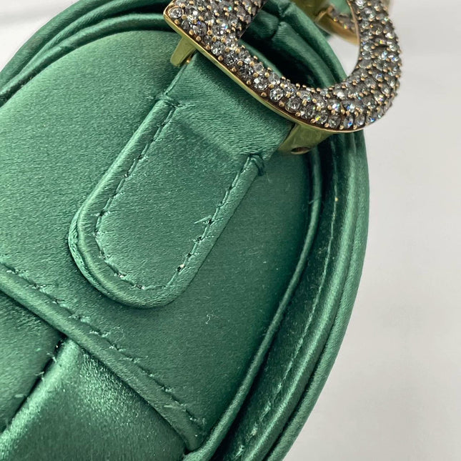 Dior Saddle Mini 2019 Silk Emerald Green with crystals