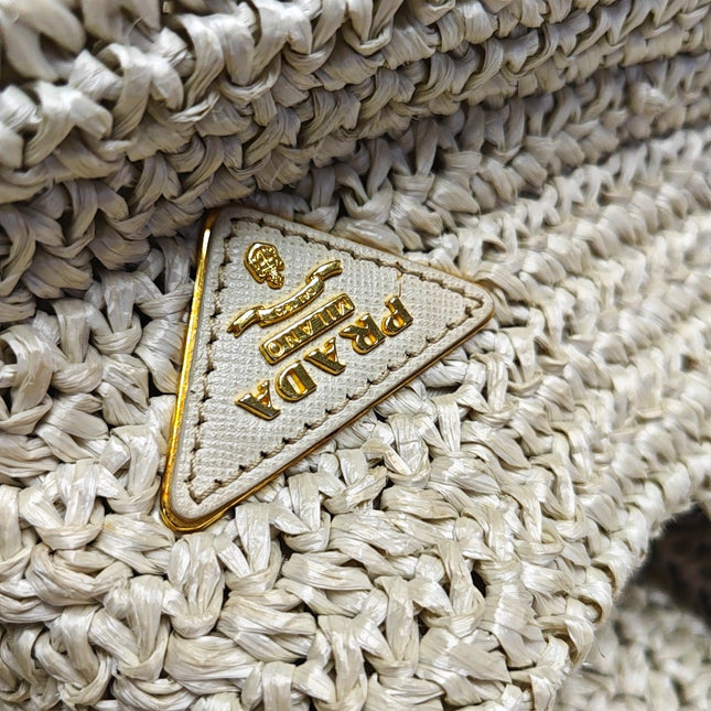 Prada Canape Straw Tote Beige Top Handle Bag
