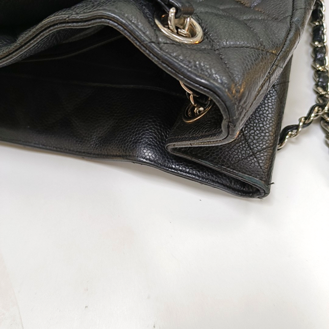 Chanel 2014 Paris-Edinburgh Flap Tote Bag Black Caviar Leather