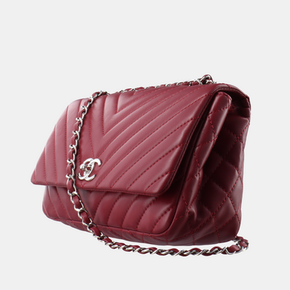 Chanel Classic Flap Medium Chevron Burgundy Quilted Lambskin Leather, 2012