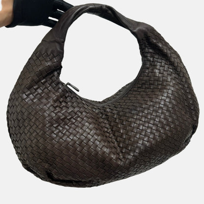 Bottega Veneta Belly Hobo Intrecciato Lambskin Leather Milk Chocolate Brown Large 50cm-Luxbags