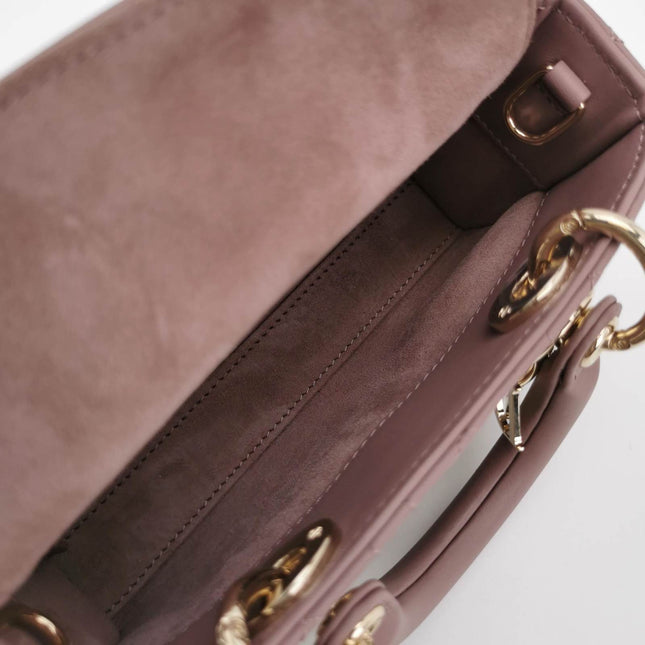Sold Lady D-Joy Micro Handbag Dark Nude Beige Lambskin Cannage Leather No Strap