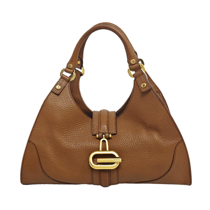 Gucci Junco Bag Tan Brown Graind Leather Handbag-Luxbags