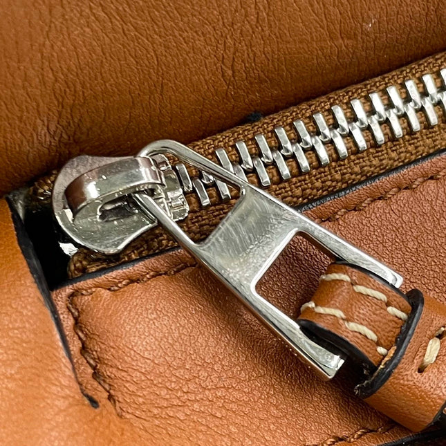 Loewe Puzzle Small Leather Woven Caramel Tan Crossbody Bag