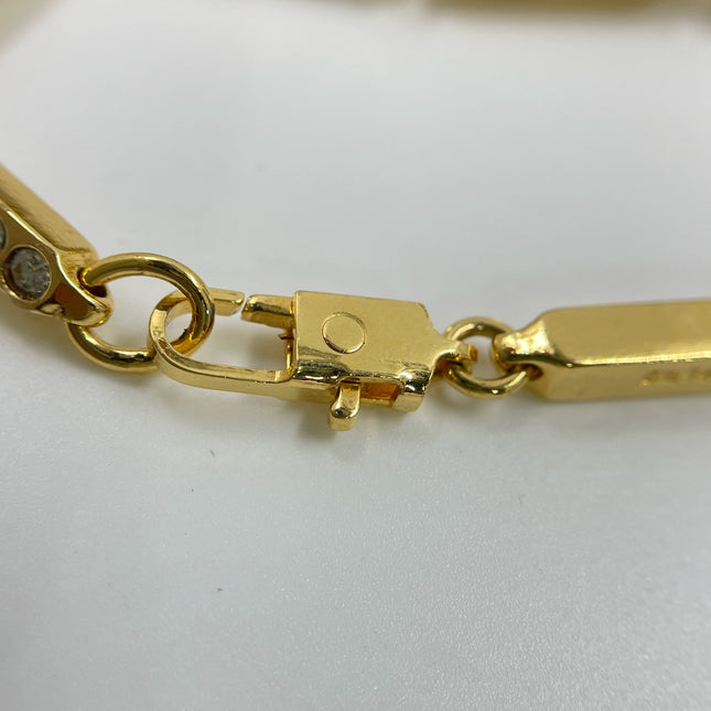 Celine Bracelet Vintage Gold Plated Crystals Embellished Gold Bar Links