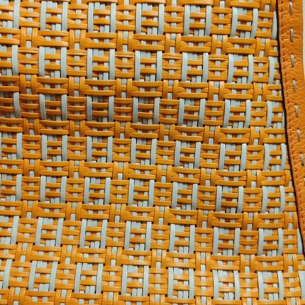 Fendi Peekaboo ISeeU Sellier Orange / White Interlace Leather Medium Top Handle Bag