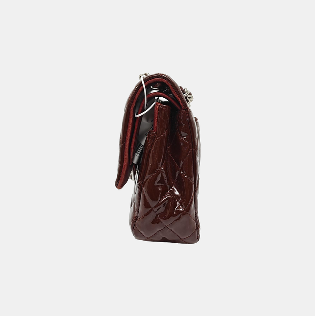 Chanel Classic Flap Medium Burgundy Patent Leather Silver Hardware