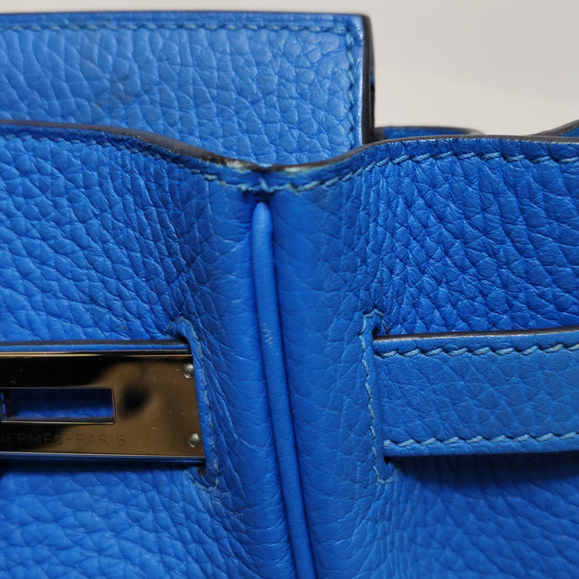 Hermes Birkin 30 Bleu Hydra T7 Togo Calfskin Leather Silver-tone Palladium Hardware 2012