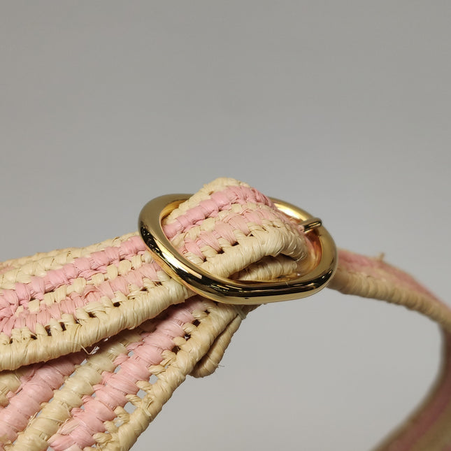 Gucci Jackie 1961 Wicker Bag Pink Gold Hardware Leather Strap