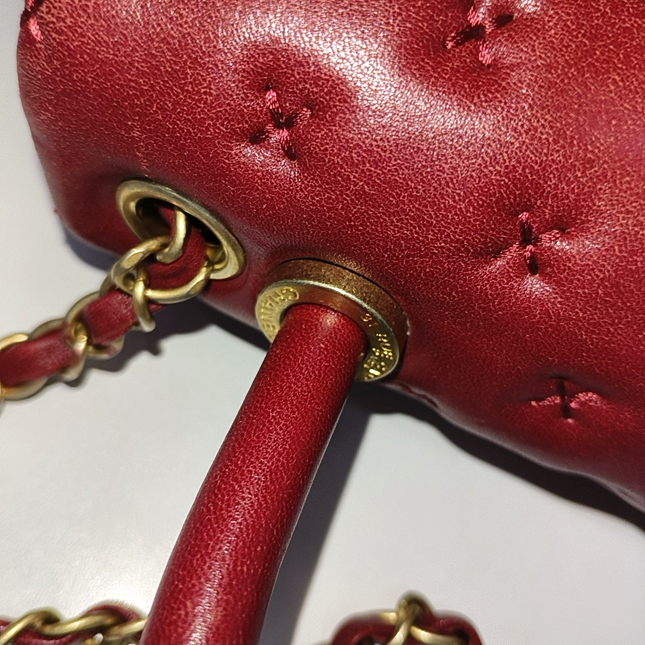 Chanel Paris-Rome Cross Stitch Mini Coco Handle Red Lambskin Crossbody Bag, 2017
