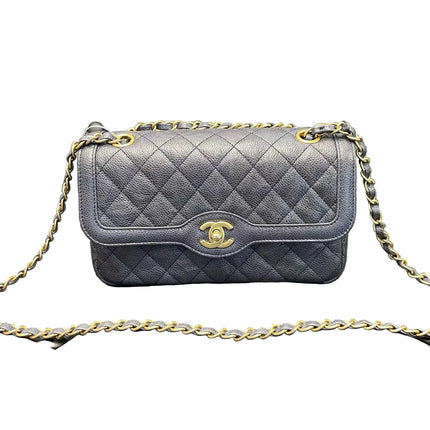 Chanel Paris Limited Small Navy Caviar Leather Gold Hardware 2015-16-Luxbags