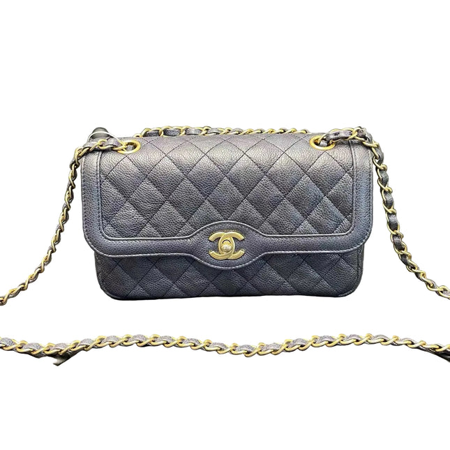 Chanel Paris Limited Small Navy Caviar Leather Gold Hardware 2015-16-Luxbags