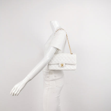Chanel Classic Flap Medium 2010 White Caviar Leather Gold Hardware