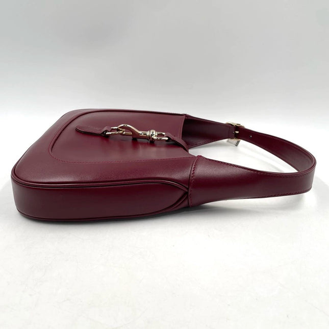 Gucci Jackie 1961 Small Ancora Red Burgundy Leather Shoulder Bag Clasp S24