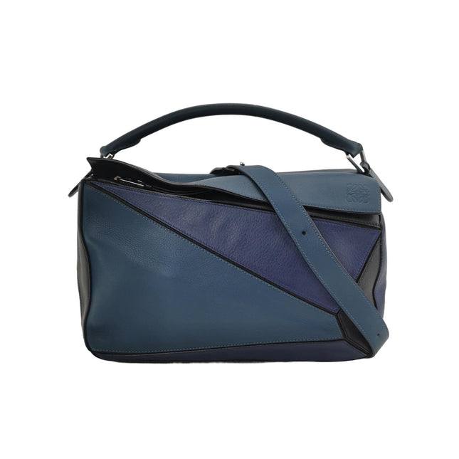 Loewe Puzzle Medium Multicolor Navy Calfskin leather bag-Luxbags
