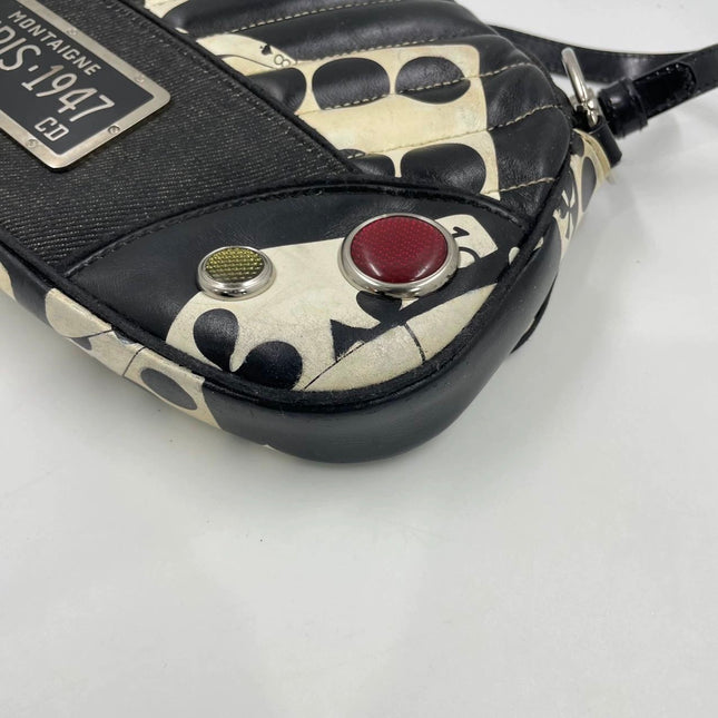 Dior Montaigne Chris 1947 Black Leather Cadillac Poker Print Bejeweled Shoulder Bag