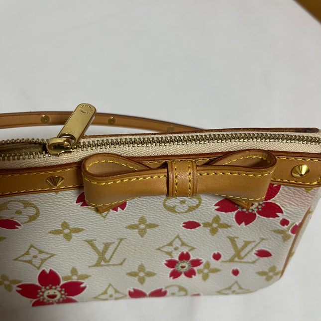 Louis Vuitton x Takashi Murakami Cherry Blossom Pochette Accessoire White Monogram
