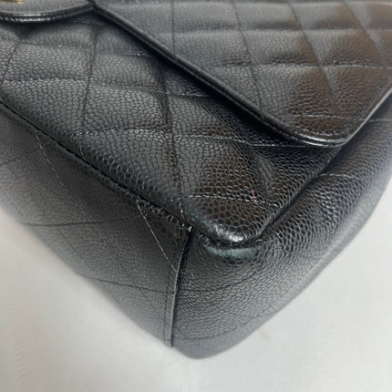 Chanel Classic Flap Maxi 2011 Black Caviar Leather Double Flap with Gold Hardware