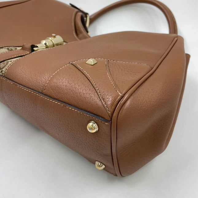 Gucci Piston Lock Brown Bardot Small Vintage Handbag