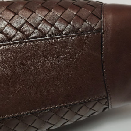 Bottega Veneta Top Handle Bowling Bag Dark Chocolate Brown Intrecciato Leather