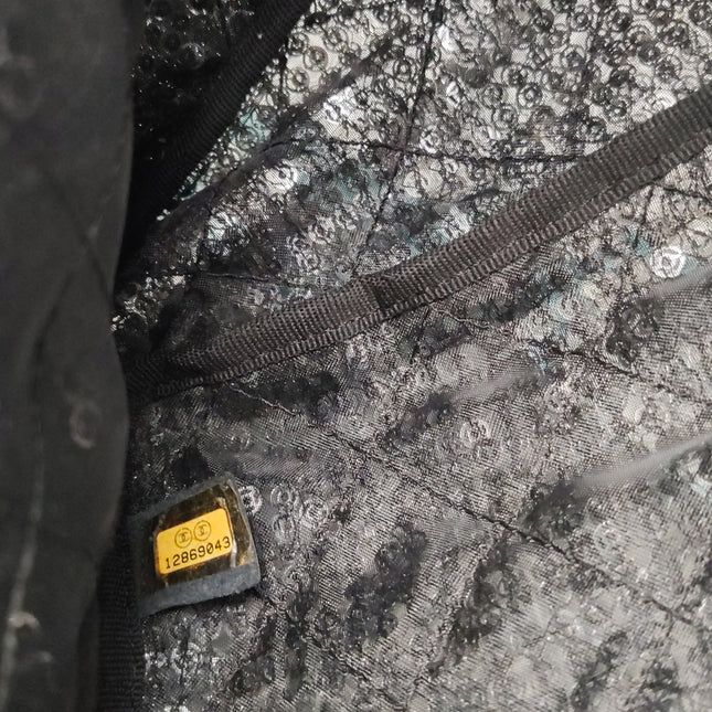 Chanel Black Mesh and Sequins Jumbo Maxi Classic Flap Silver Hardware 2008