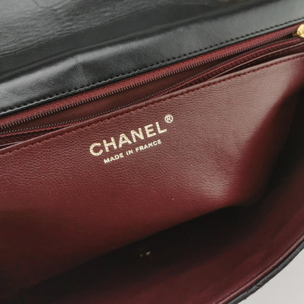 Chanel Classic Flap Jumbo Black Lambskin Leather Single Flap Gold Hardware 2009-2010