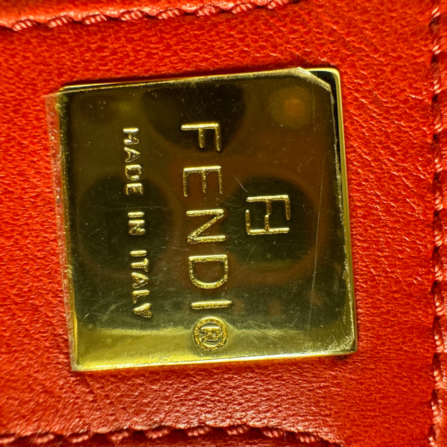 Fendi Baguette Soft Fluffy Shoulder Bag Pink and Orange Leather