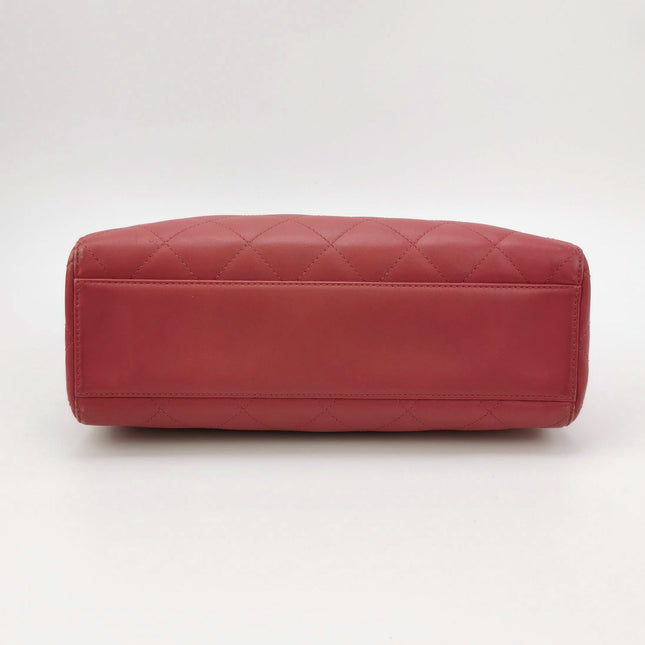 Chanel Kelly Vintage Top Handle Bag Lambskin Leather 24k Gold Hardware